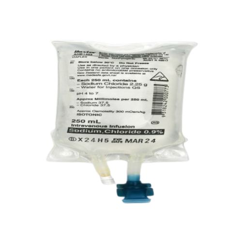 Baxter Sodium Chloride 0.9% Intravenous Infusion Viaflex Bag 250ml 